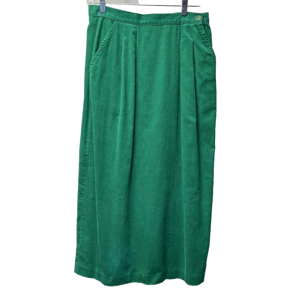 Vtg Lucia 12 Green Skirt Corduroy Maxi Cottagecore Preppy Prairie Boho Modest